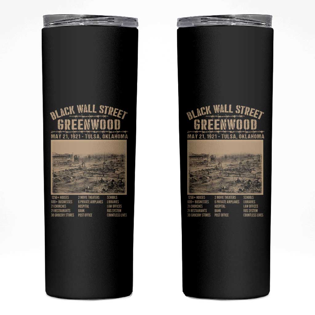 Black Wall Street Skinny Tumbler Never Forget 1921 Tulsa Black History Retro