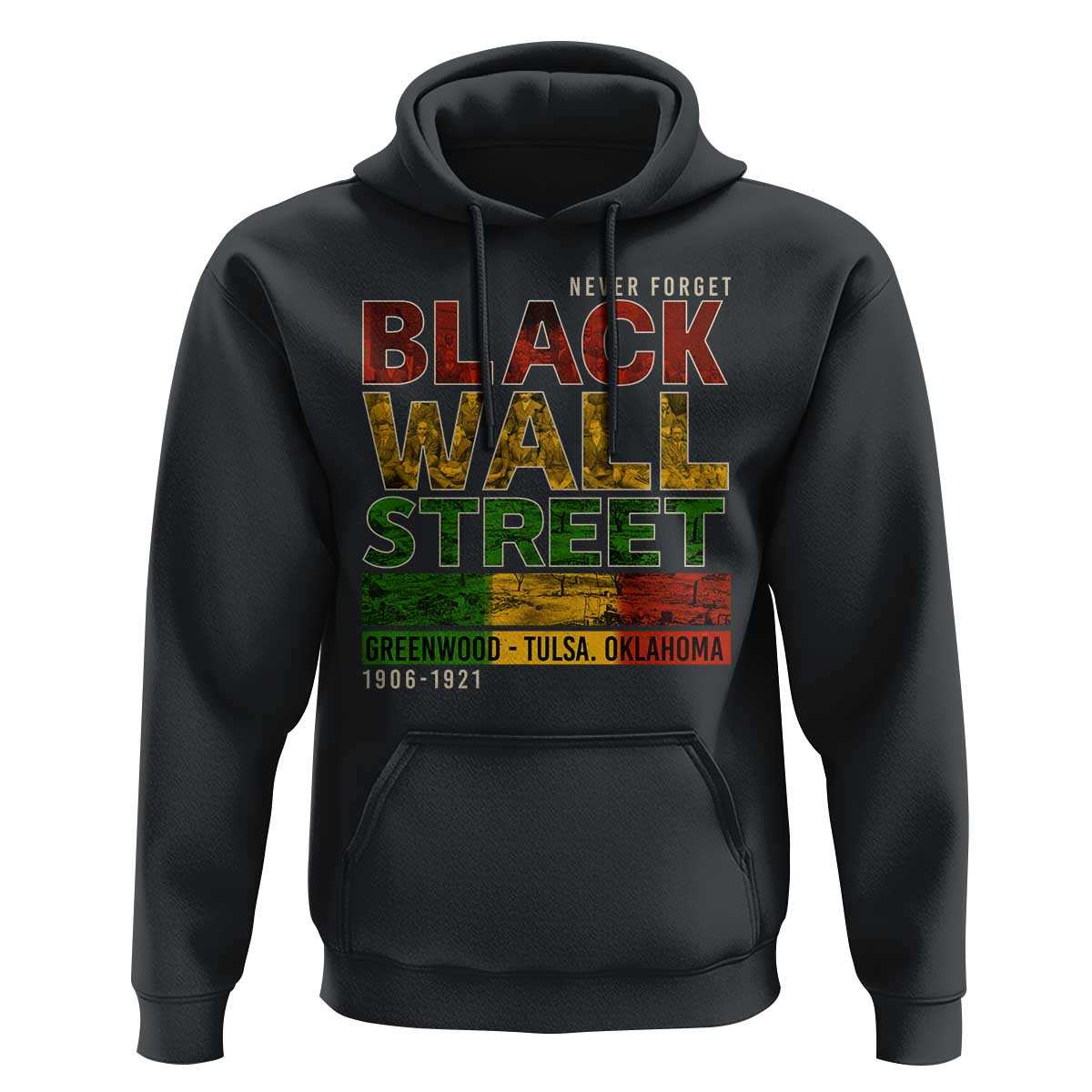 Never Forget Black Wall Street Hoodie Greenwood Tulsa Oklahoma Black History