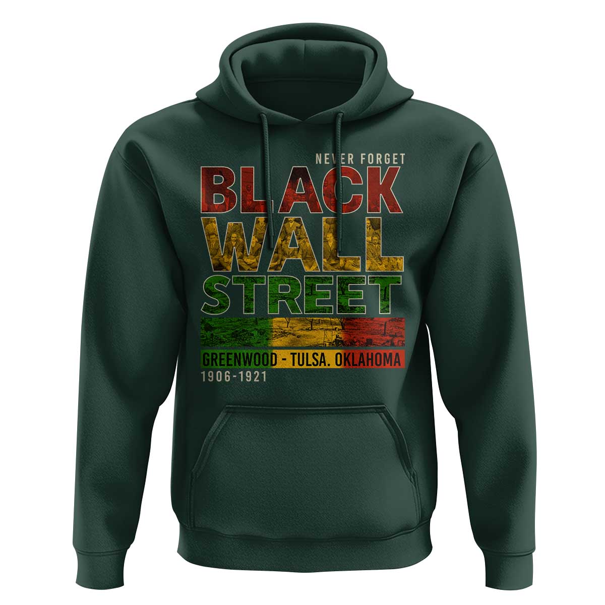 Never Forget Black Wall Street Hoodie Greenwood Tulsa Oklahoma Black History