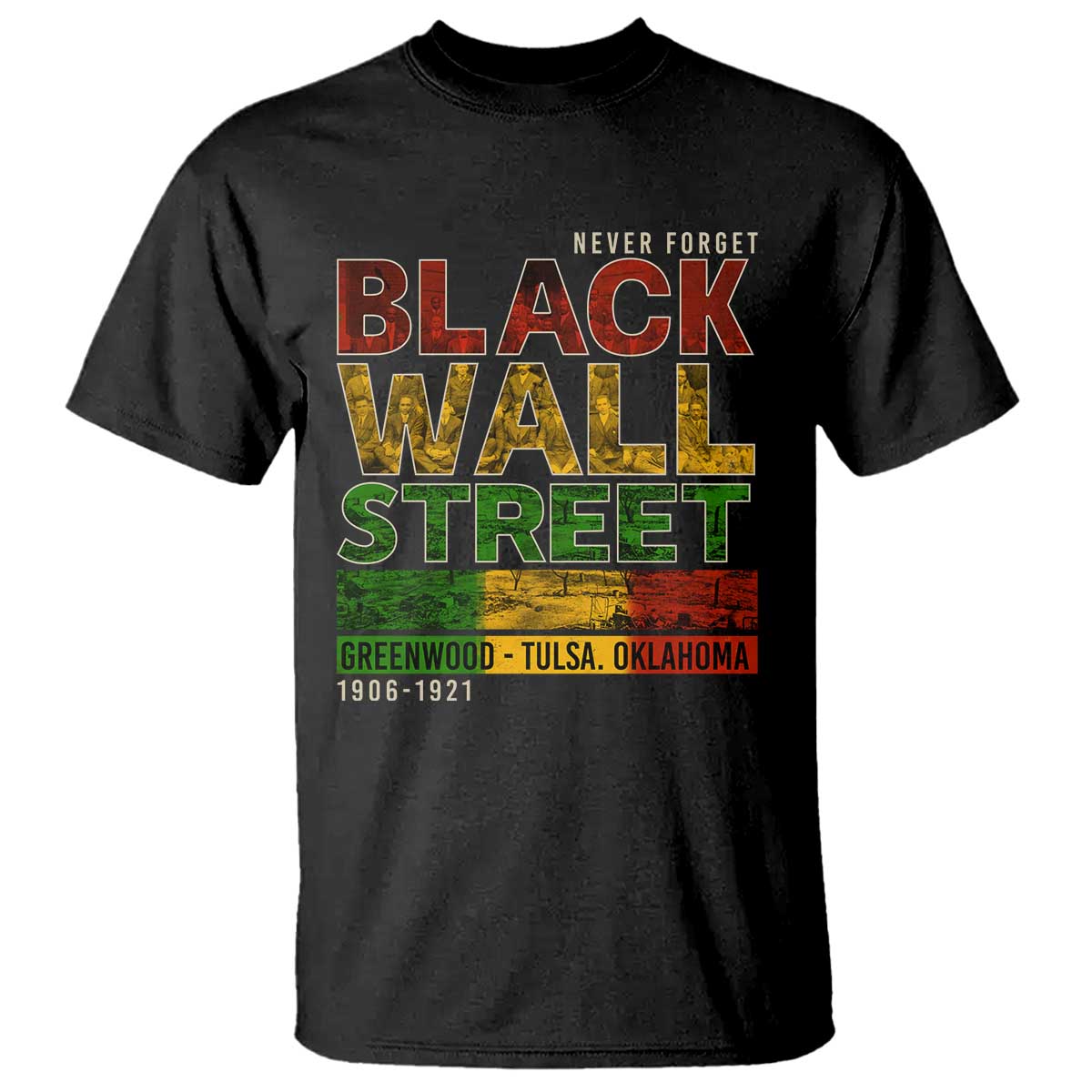 Never Forget Black Wall Street T Shirt Greenwood Tulsa Oklahoma Black History