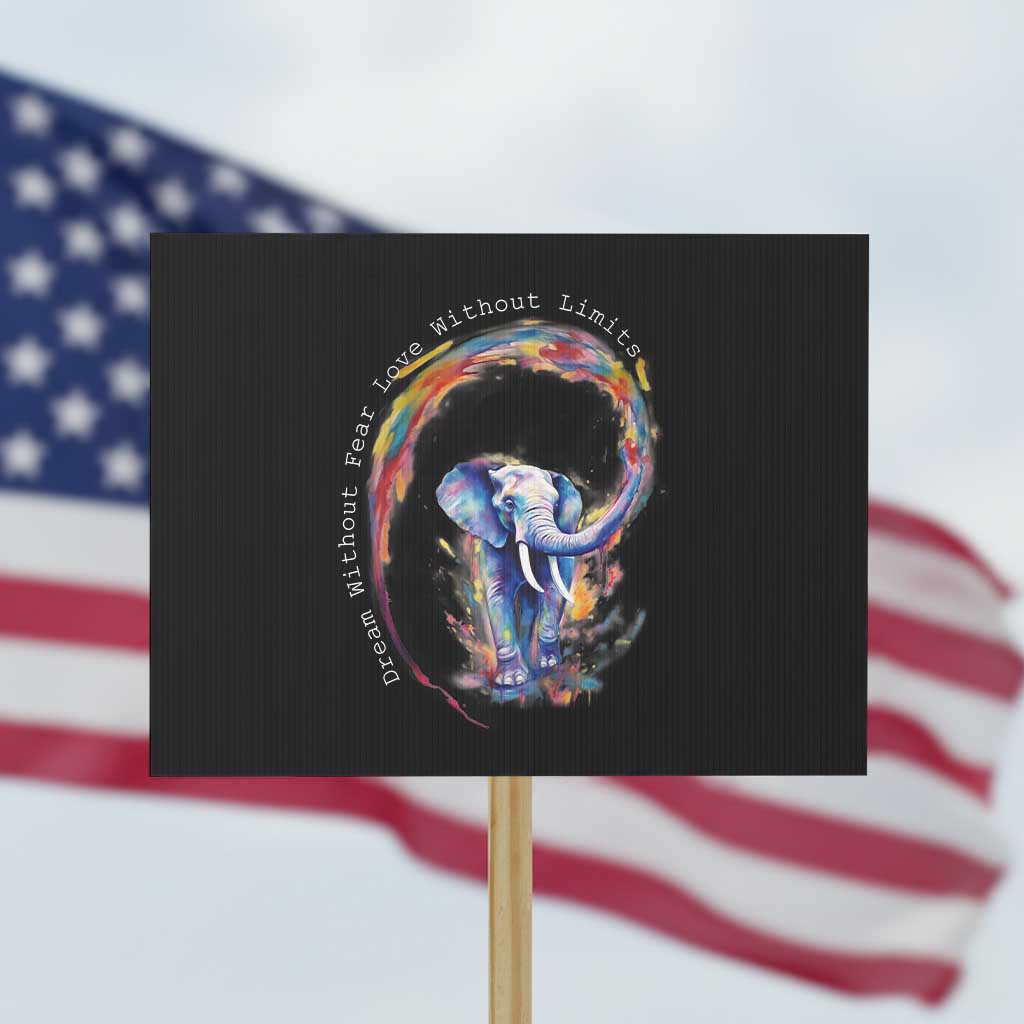 LGBTQ Ally Protest Sign Dream Without Fear Love Without Limits Rainbow Watercolor Elephant - Wonder Print Shop