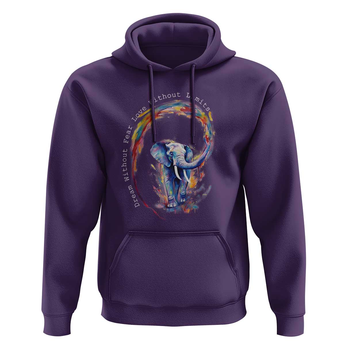 LGBTQ Ally Hoodie Dream Without Fear Love Without Limits Rainbow Watercolor Elephant