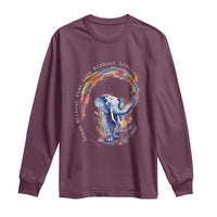 LGBTQ Ally Long Sleeve Shirt Dream Without Fear Love Without Limits Rainbow Watercolor Elephant