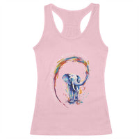 LGBTQ Ally Racerback Tank Top Dream Without Fear Love Without Limits Rainbow Watercolor Elephant