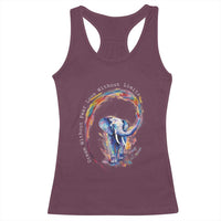 LGBTQ Ally Racerback Tank Top Dream Without Fear Love Without Limits Rainbow Watercolor Elephant