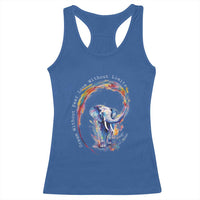 LGBTQ Ally Racerback Tank Top Dream Without Fear Love Without Limits Rainbow Watercolor Elephant