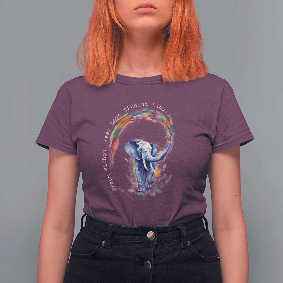 LGBTQ Ally T Shirt For Women Dream Without Fear Love Without Limits Rainbow Watercolor Elephant