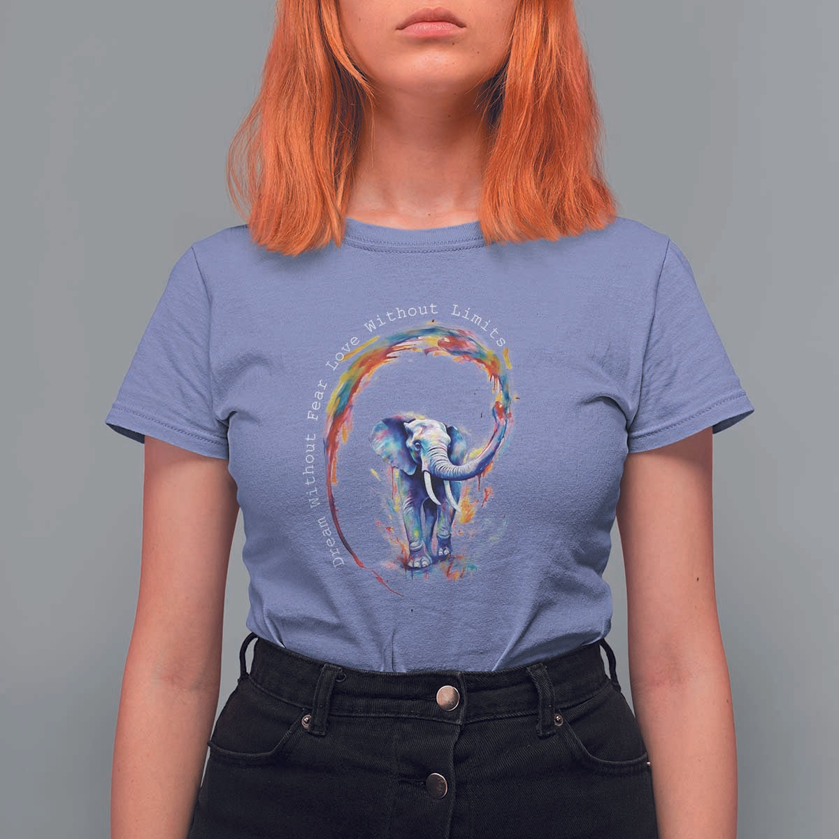LGBTQ Ally T Shirt For Women Dream Without Fear Love Without Limits Rainbow Watercolor Elephant