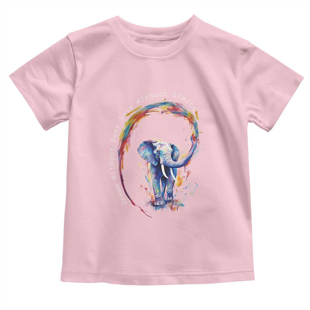 LGBTQ Ally Toddler T Shirt Dream Without Fear Love Without Limits Rainbow Watercolor Elephant