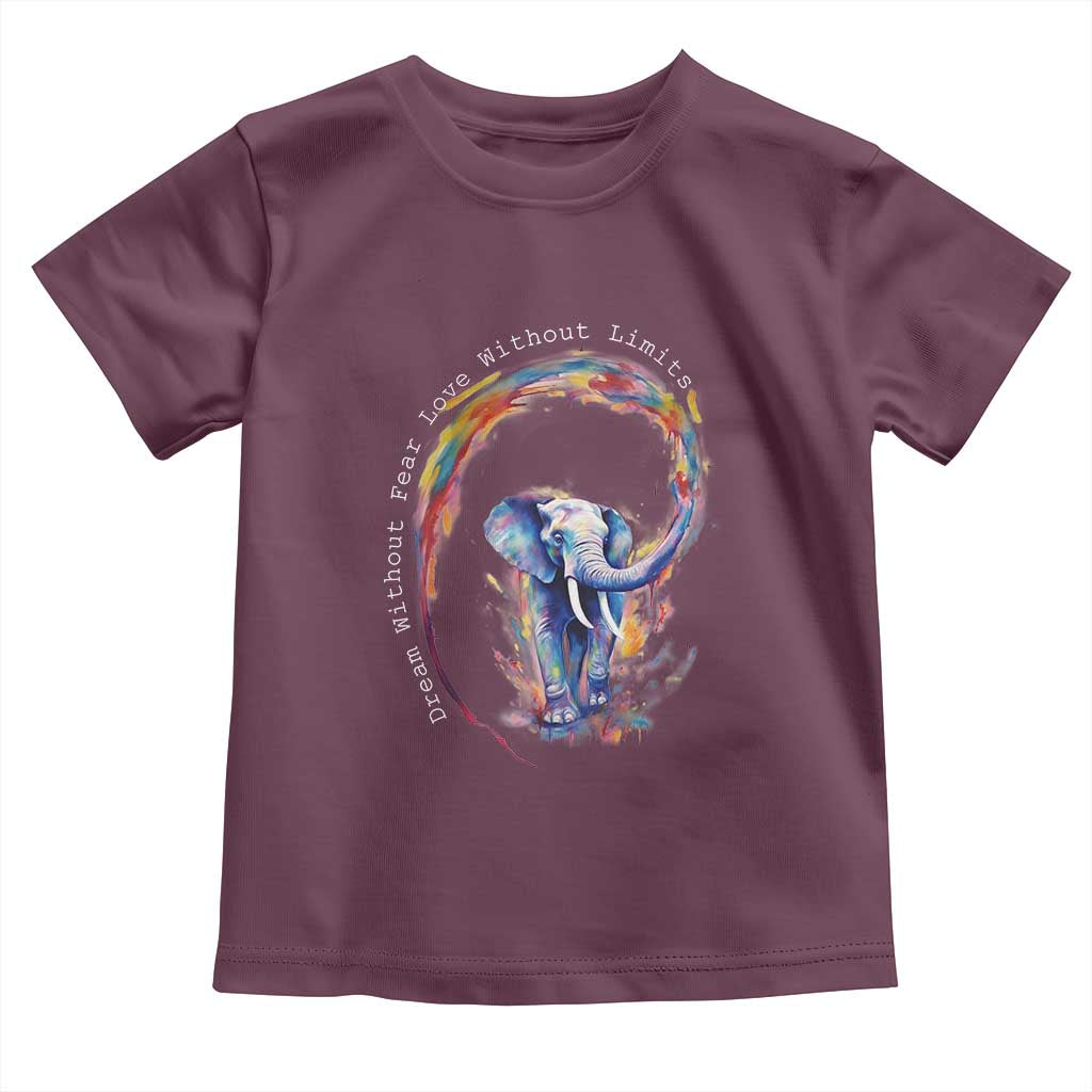 LGBTQ Ally Toddler T Shirt Dream Without Fear Love Without Limits Rainbow Watercolor Elephant