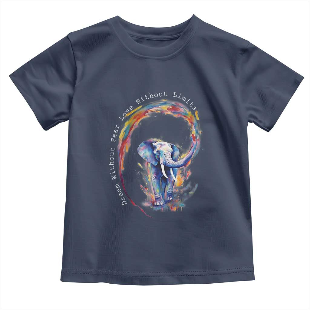 LGBTQ Ally Toddler T Shirt Dream Without Fear Love Without Limits Rainbow Watercolor Elephant