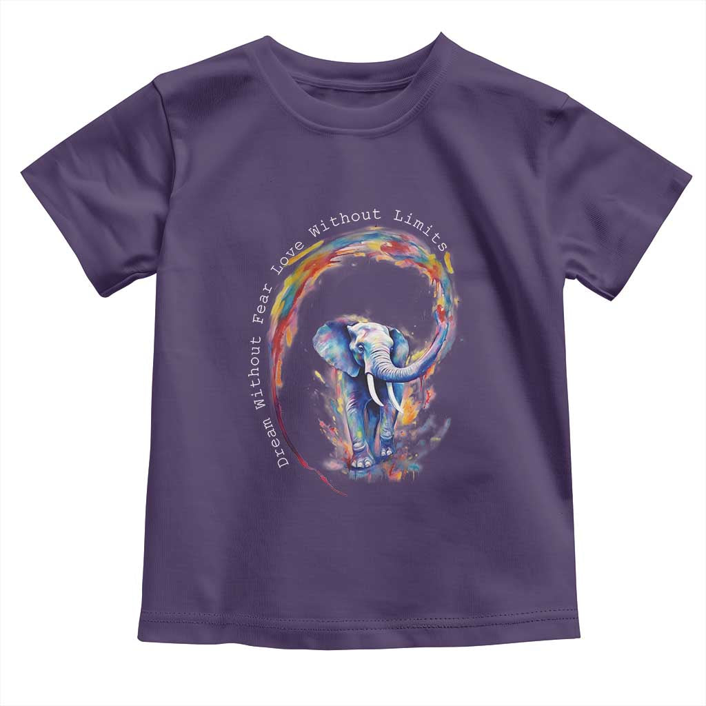 LGBTQ Ally Toddler T Shirt Dream Without Fear Love Without Limits Rainbow Watercolor Elephant