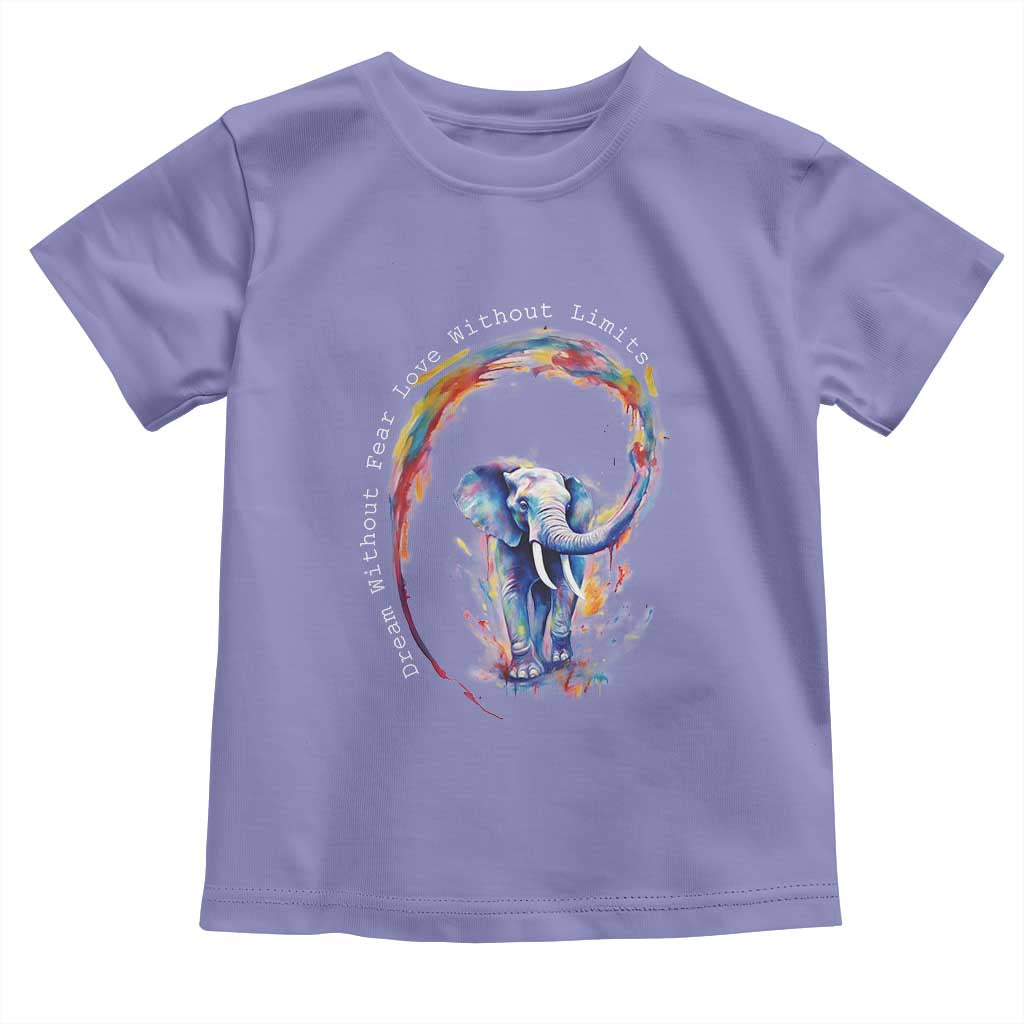LGBTQ Ally Toddler T Shirt Dream Without Fear Love Without Limits Rainbow Watercolor Elephant