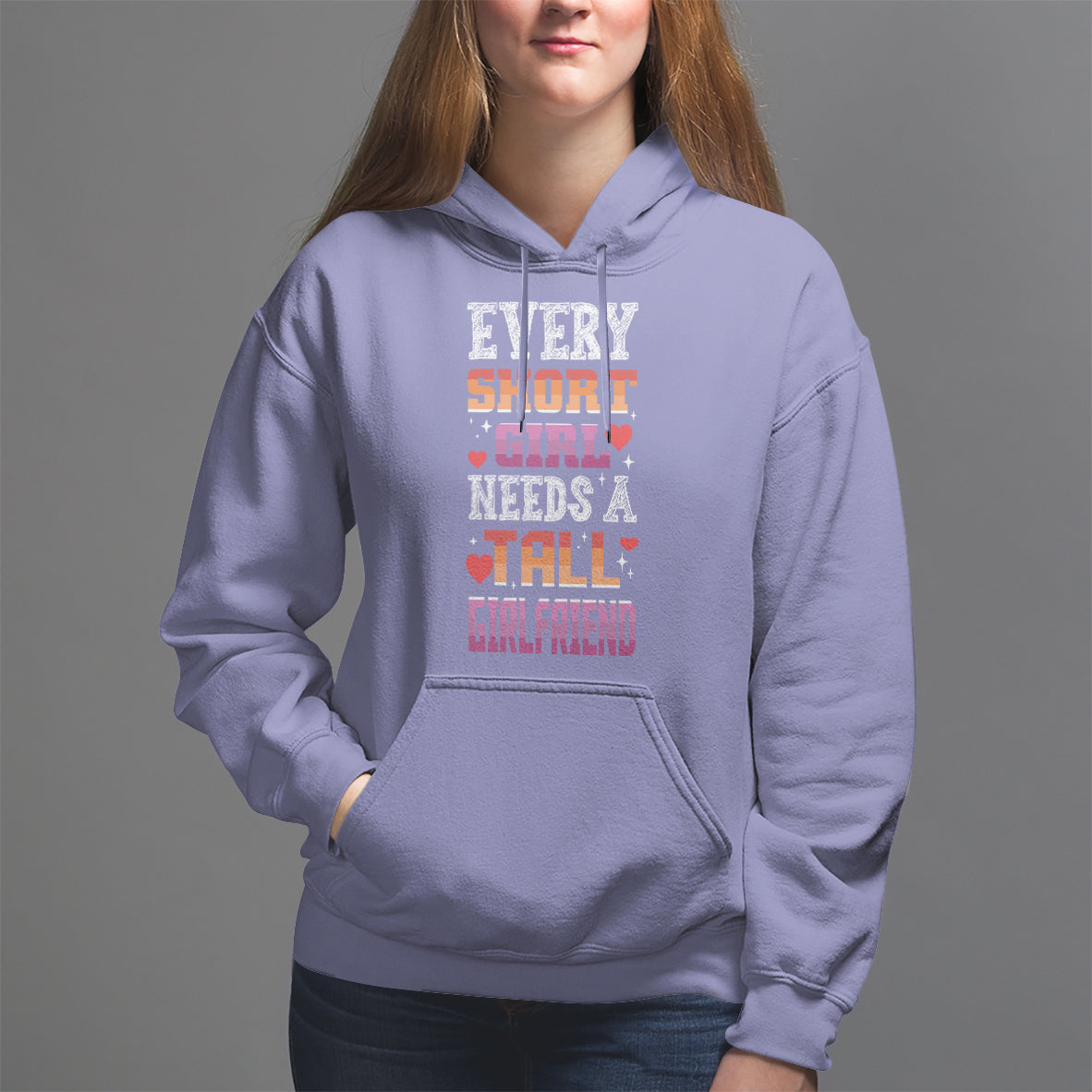 Lesbian Couple Hoodie Every Short Girl Needs A Tall Girlfriend - Wonder Print Shop