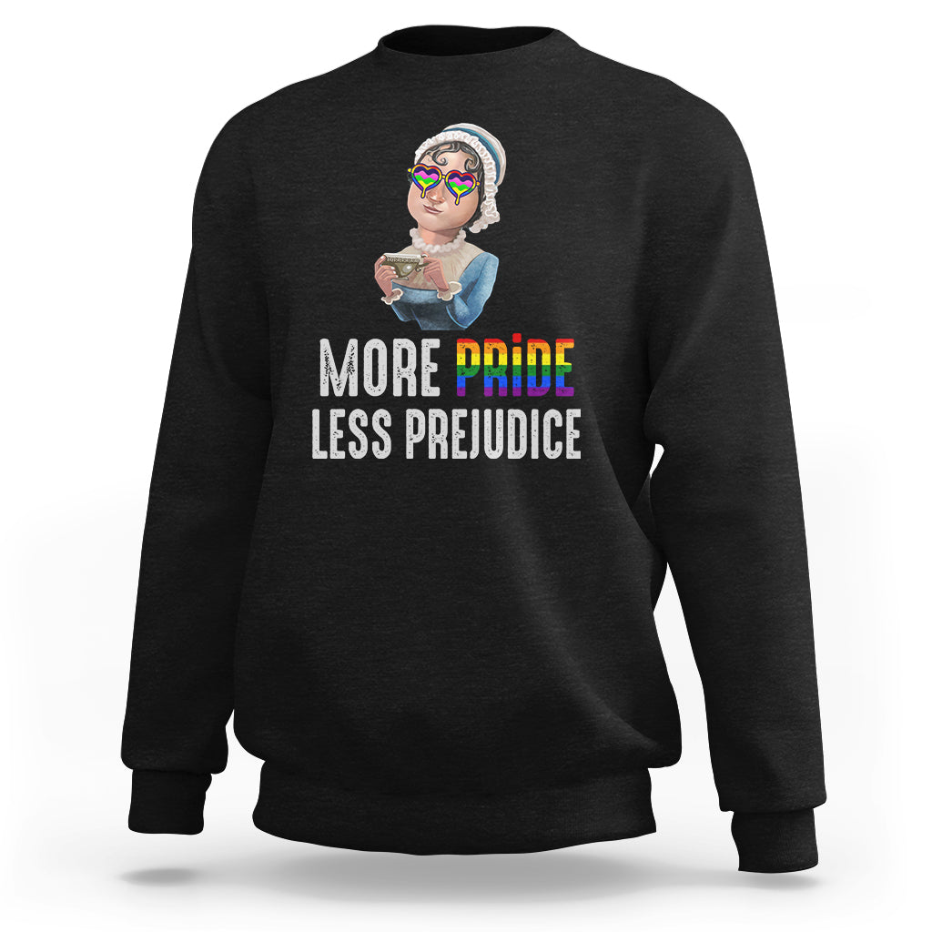 LGBT Pride Sweatshirt More Pride Less Prejudice Rainbow - Wonder Print Shop