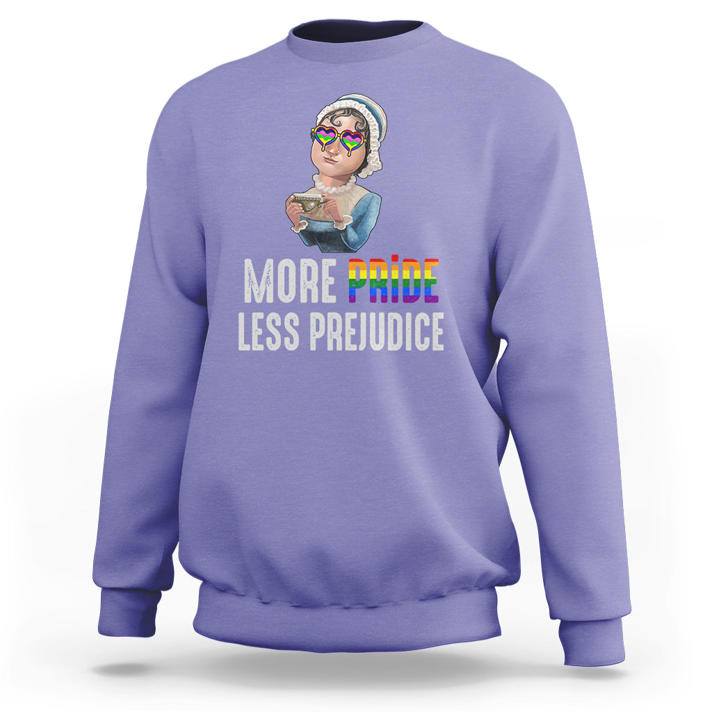 LGBT Pride Sweatshirt More Pride Less Prejudice Rainbow - Wonder Print Shop