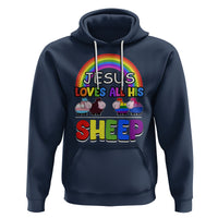LGBT Pride Hoodie Jesus Loves All His Sheep Lesbian Gay Bisexual Transgender Black White - Wonder Print Shop