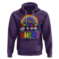 LGBT Pride Hoodie Jesus Loves All His Sheep Lesbian Gay Bisexual Transgender Black White - Wonder Print Shop
