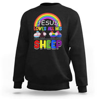 LGBT Pride Sweatshirt Jesus Loves All His Sheep Lesbian Gay Bisexual Transgender Black White - Wonder Print Shop