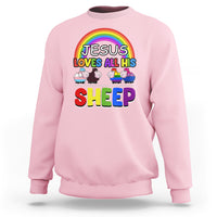 LGBT Pride Sweatshirt Jesus Loves All His Sheep Lesbian Gay Bisexual Transgender Black White - Wonder Print Shop