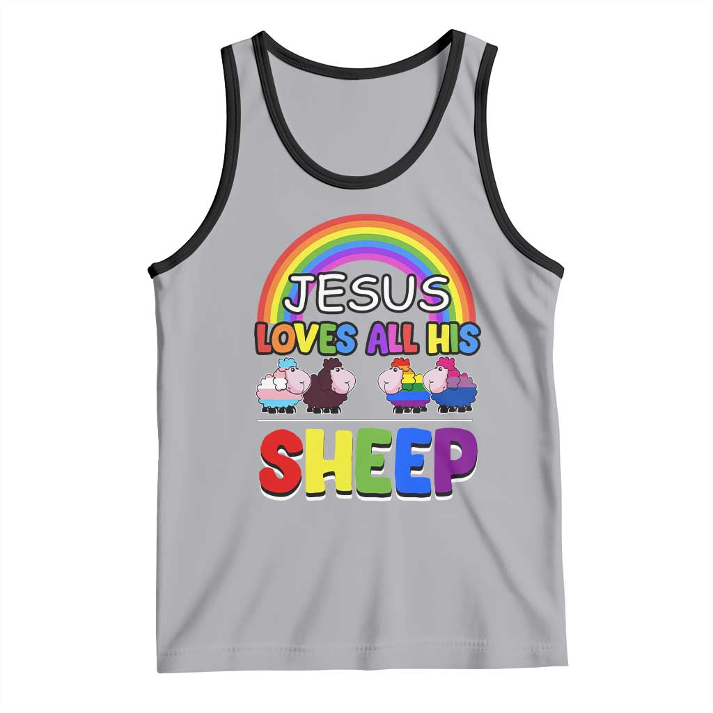 LGBT Pride Tank Top Jesus Loves All His Sheep Lesbian Gay Bisexual Transgender Black White