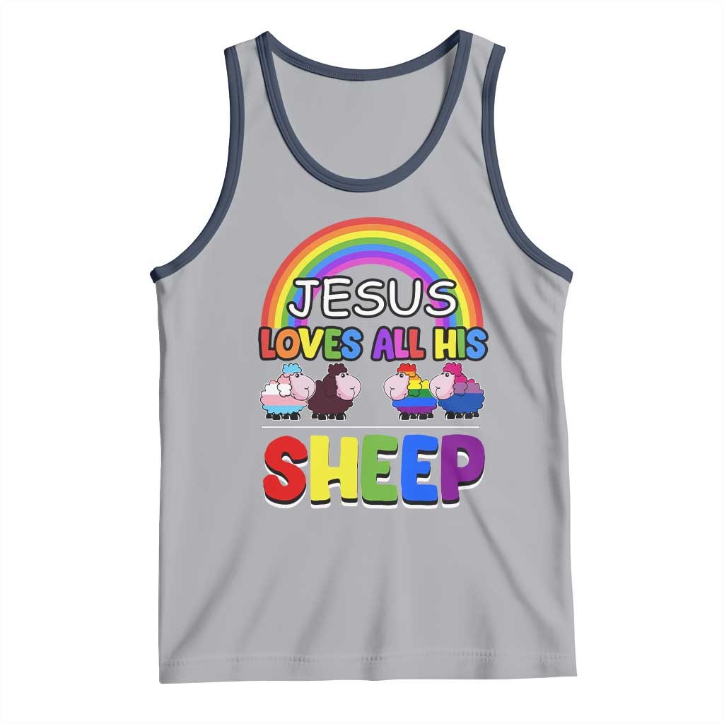 LGBT Pride Tank Top Jesus Loves All His Sheep Lesbian Gay Bisexual Transgender Black White