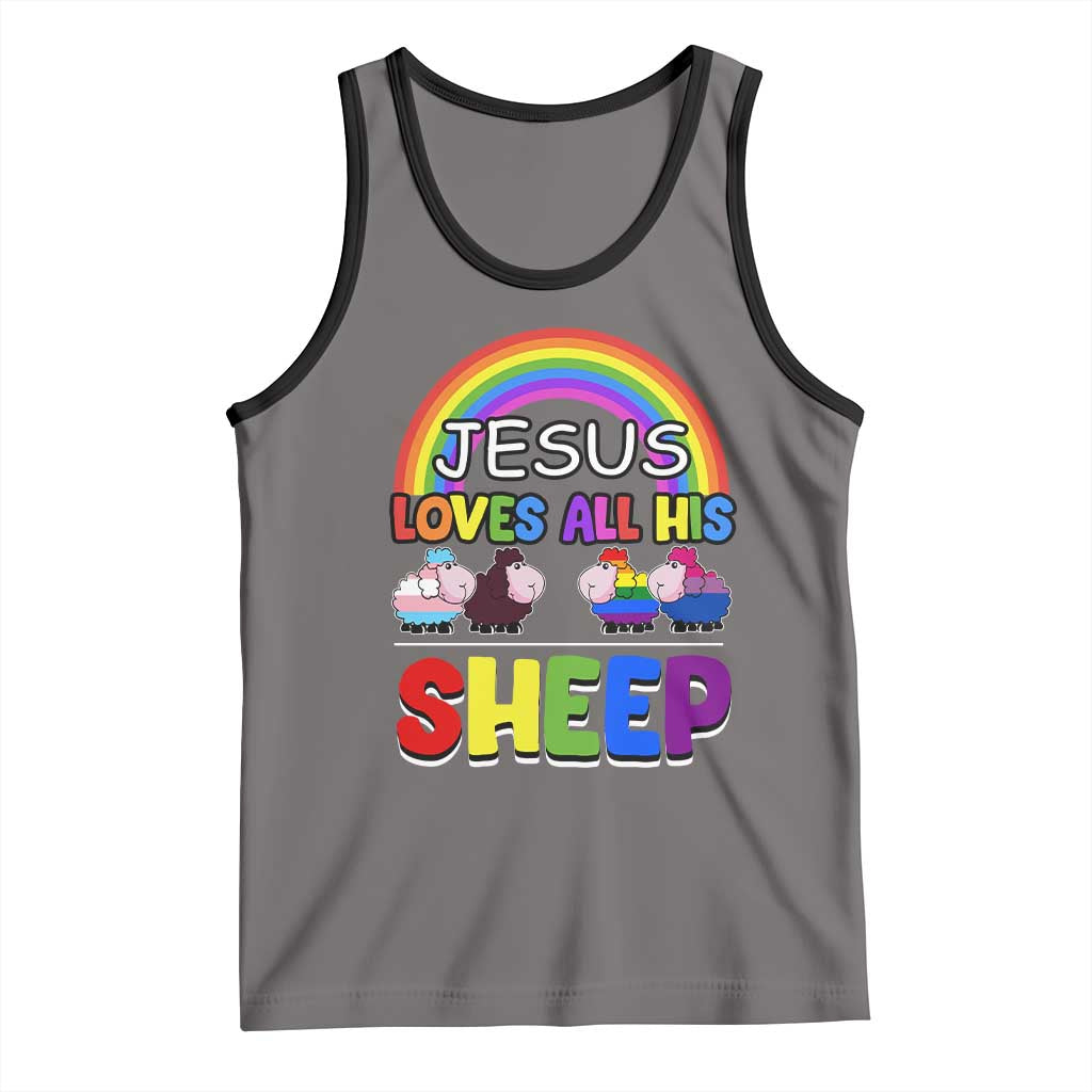 LGBT Pride Tank Top Jesus Loves All His Sheep Lesbian Gay Bisexual Transgender Black White