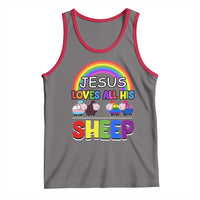 LGBT Pride Tank Top Jesus Loves All His Sheep Lesbian Gay Bisexual Transgender Black White