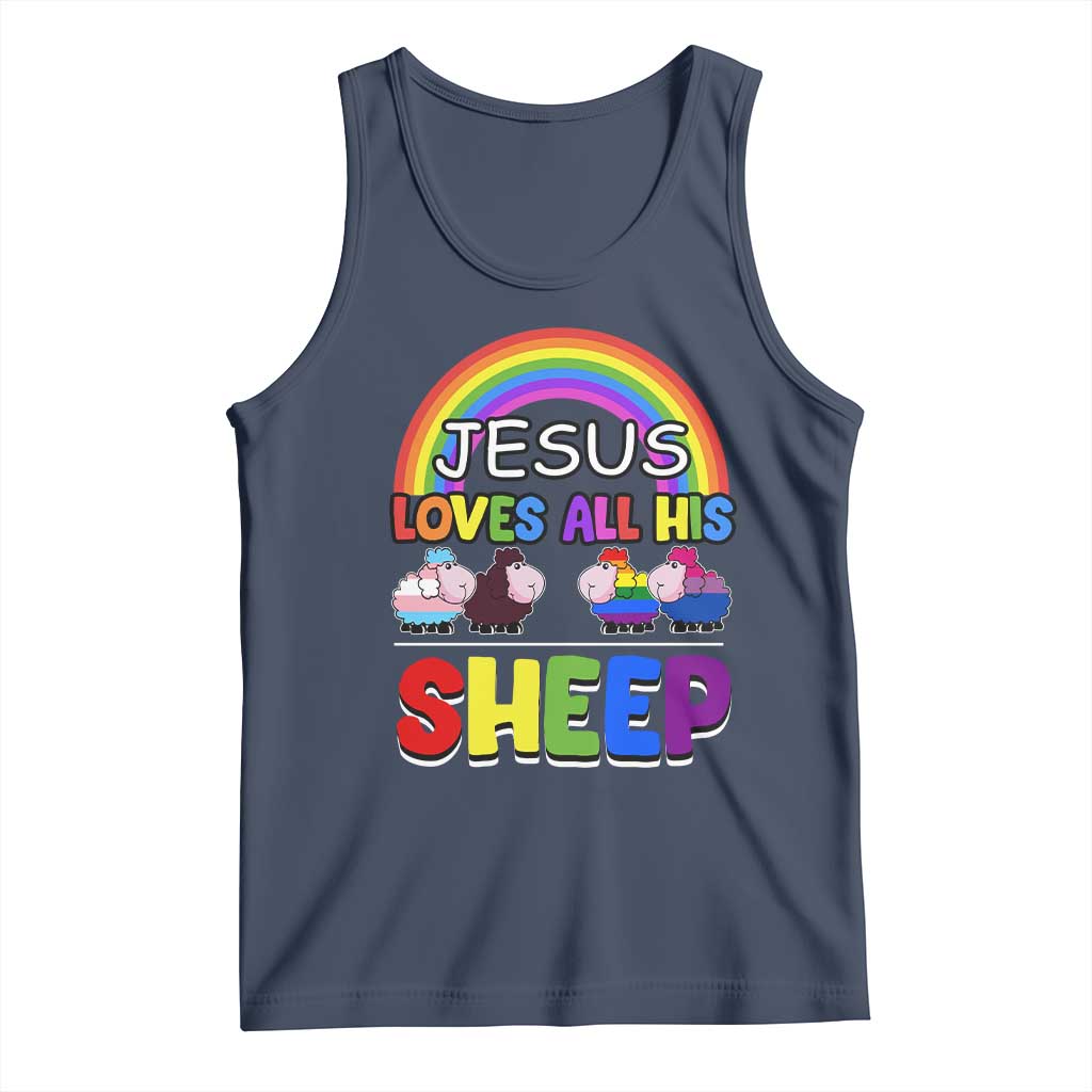 LGBT Pride Tank Top Jesus Loves All His Sheep Lesbian Gay Bisexual Transgender Black White