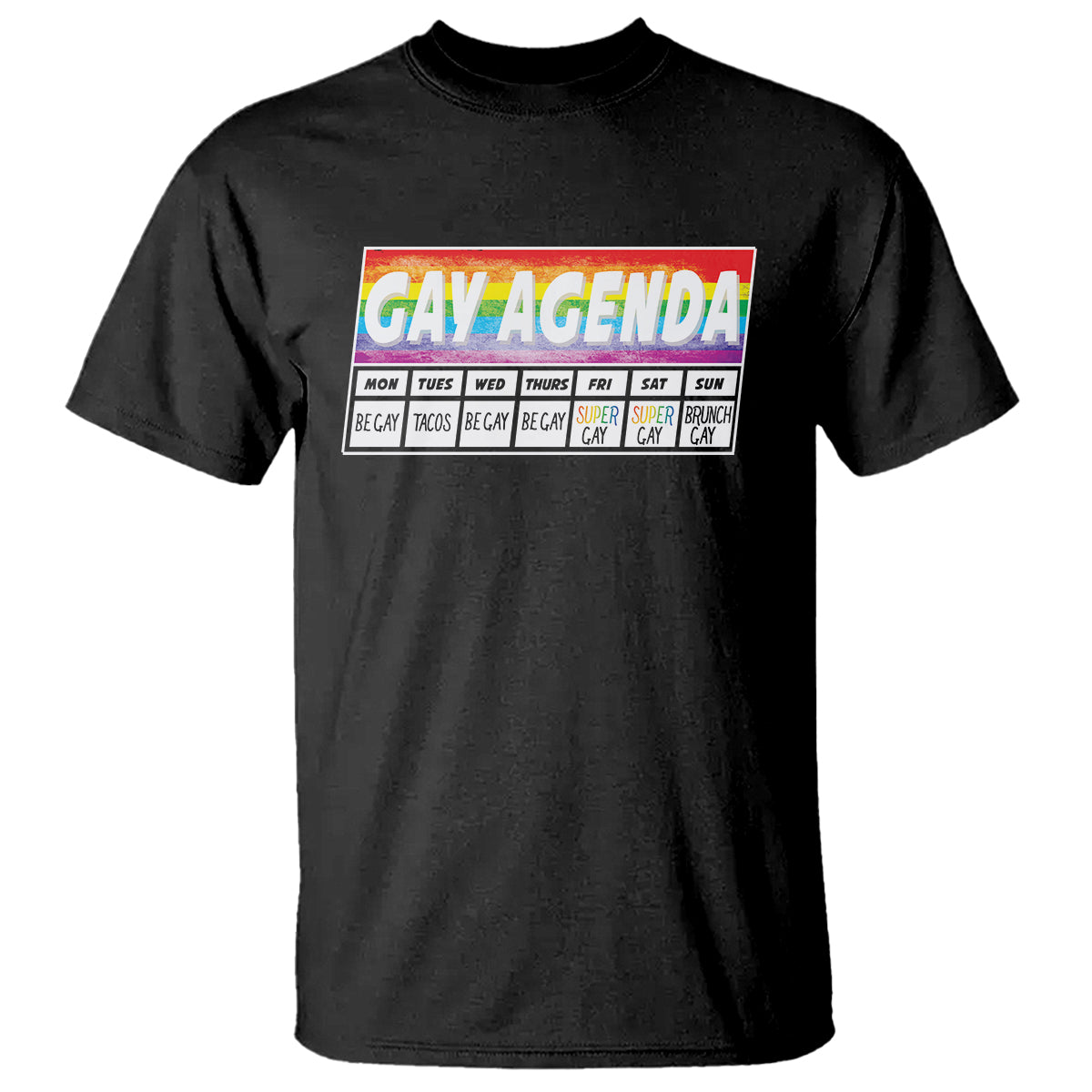 Funny Gay Agenda Weekly Schedule Pride LGBT Pride T Shirt - Wonder Print Shop