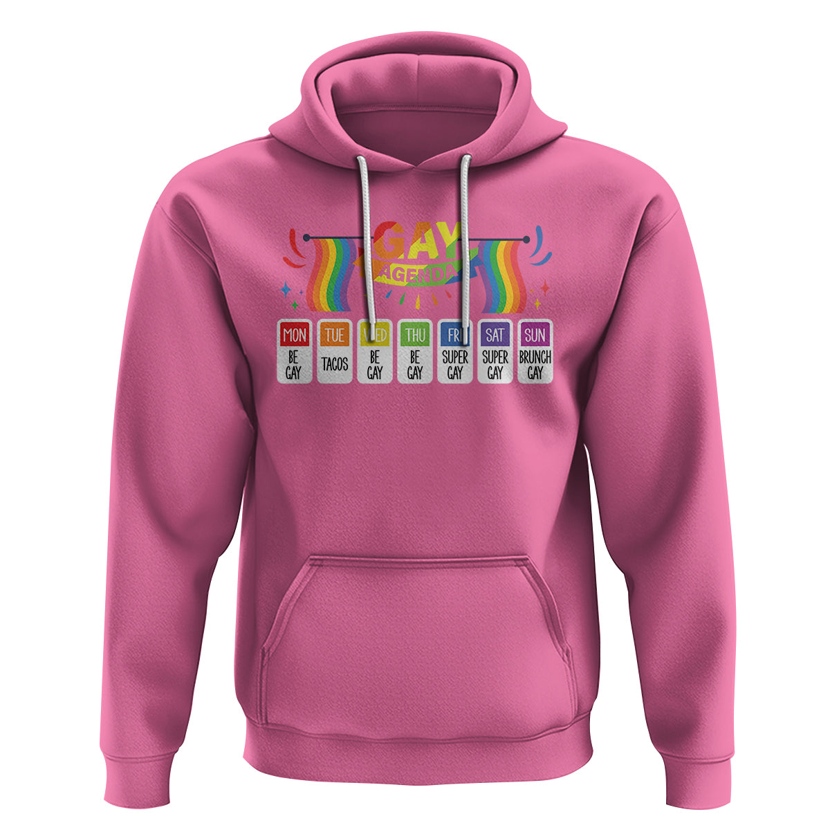 Funny Gay Agenda Weekly Schedule Pride LGBT Pride Hoodie - Wonder Print Shop