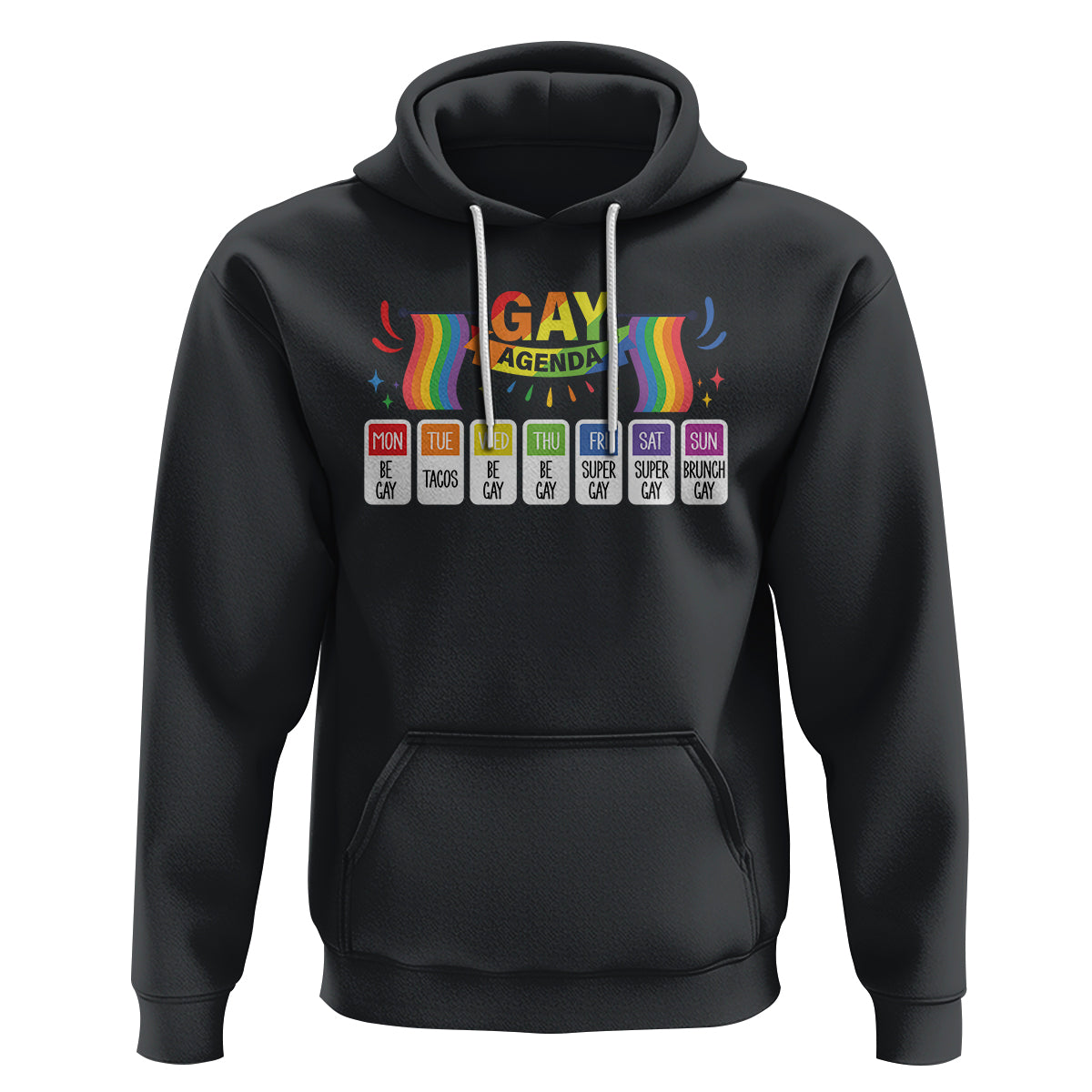 Funny Gay Agenda Weekly Schedule Pride LGBT Pride Hoodie - Wonder Print Shop
