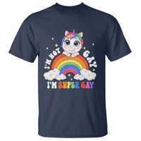 Funny LGBT Pride T Shirt I'm Not Gay I'm Super Gay Cute Unicorn Rainbow - Wonder Print Shop