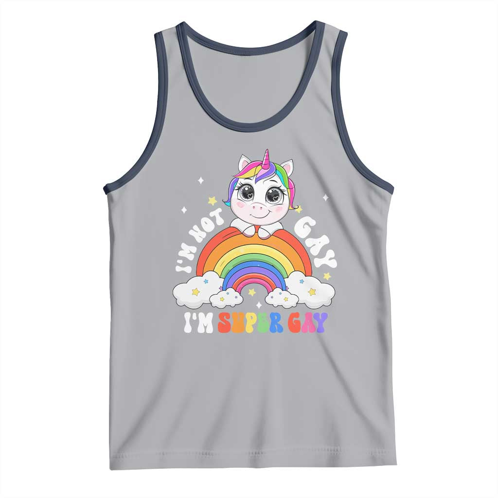 Funny LGBT Pride Tank Top I'm Not Gay I'm Super Gay Funny Unicorn Rainbow