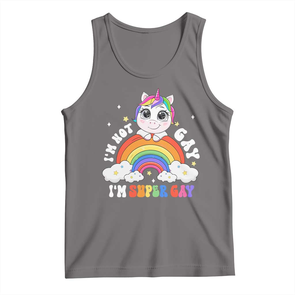 Funny LGBT Pride Tank Top I'm Not Gay I'm Super Gay Funny Unicorn Rainbow