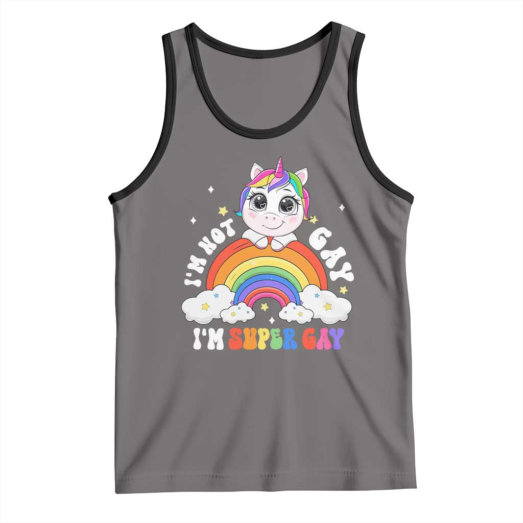 Funny LGBT Pride Tank Top I'm Not Gay I'm Super Gay Funny Unicorn Rainbow
