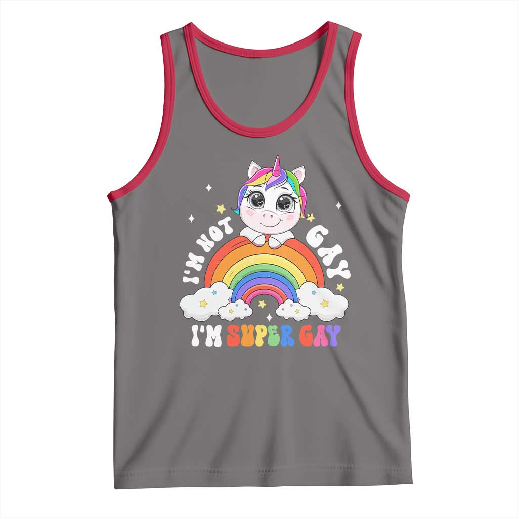 Funny LGBT Pride Tank Top I'm Not Gay I'm Super Gay Funny Unicorn Rainbow