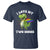 Funny Lesbian T Shirt I Love My Two Moms Rainbow Dinosaur - Wonder Print Shop