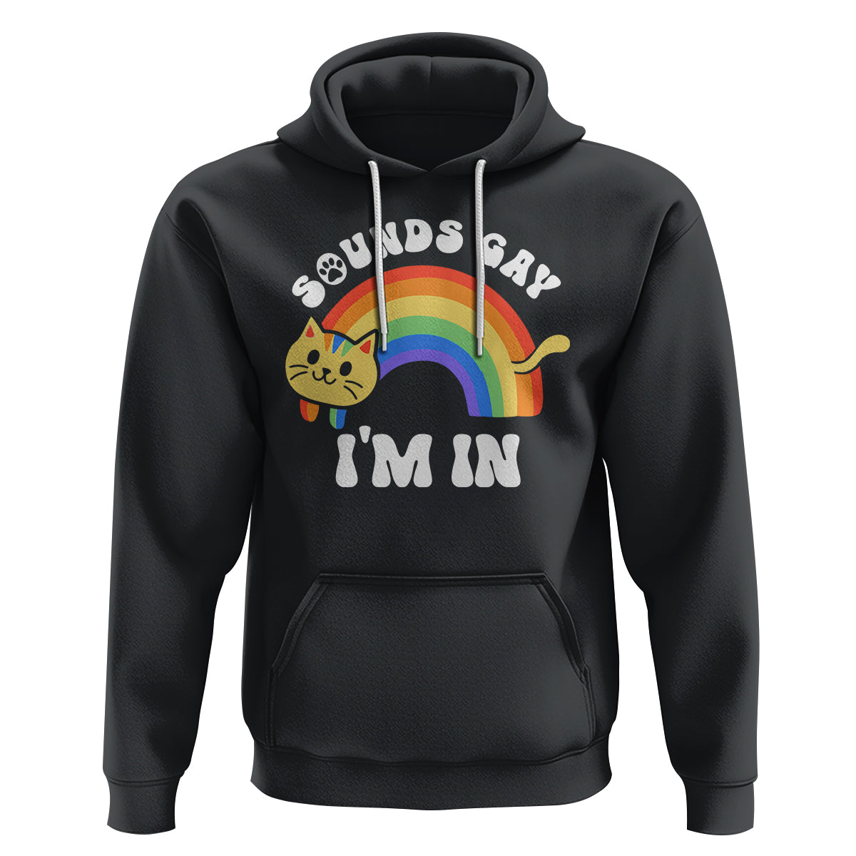 LGBT Cat Lover Hoodie Sound Gay I'm In Funny Rainbow Cat - Wonder Print Shop