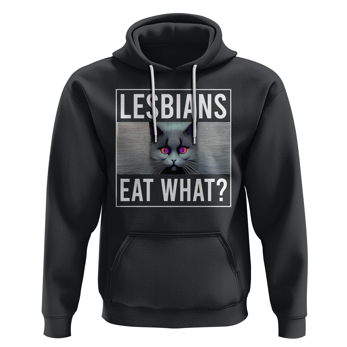 Lesbians Eat What? Funny Scared Cat LGBT Pride Hoodie - Wonder Print Shop
