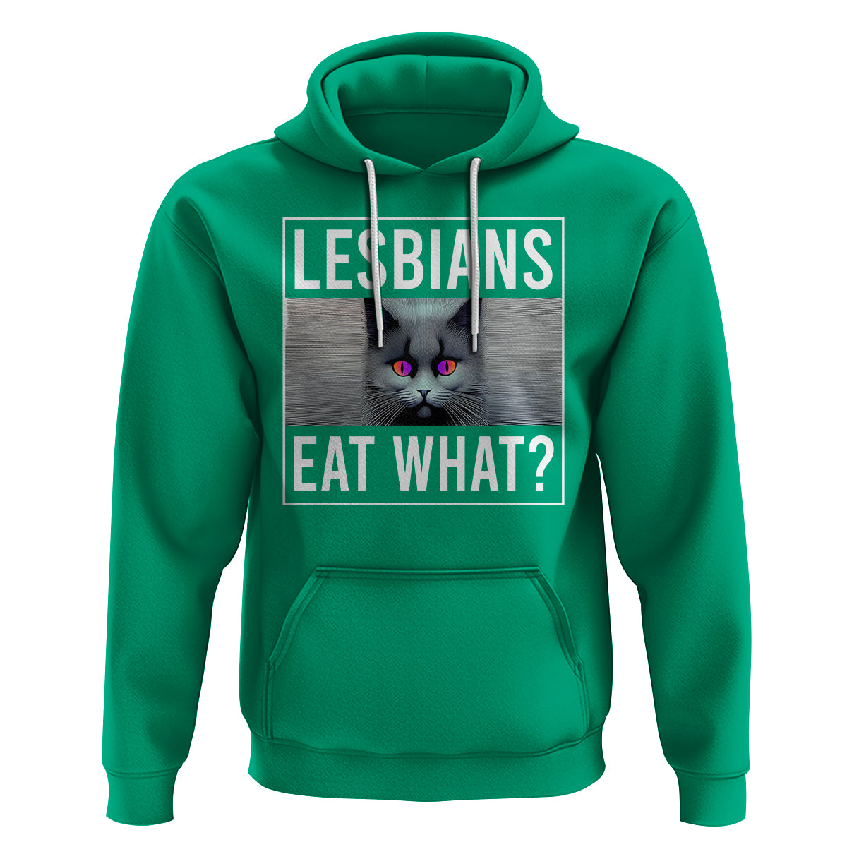 Lesbians Eat What? Funny Scared Cat LGBT Pride Hoodie - Wonder Print Shop
