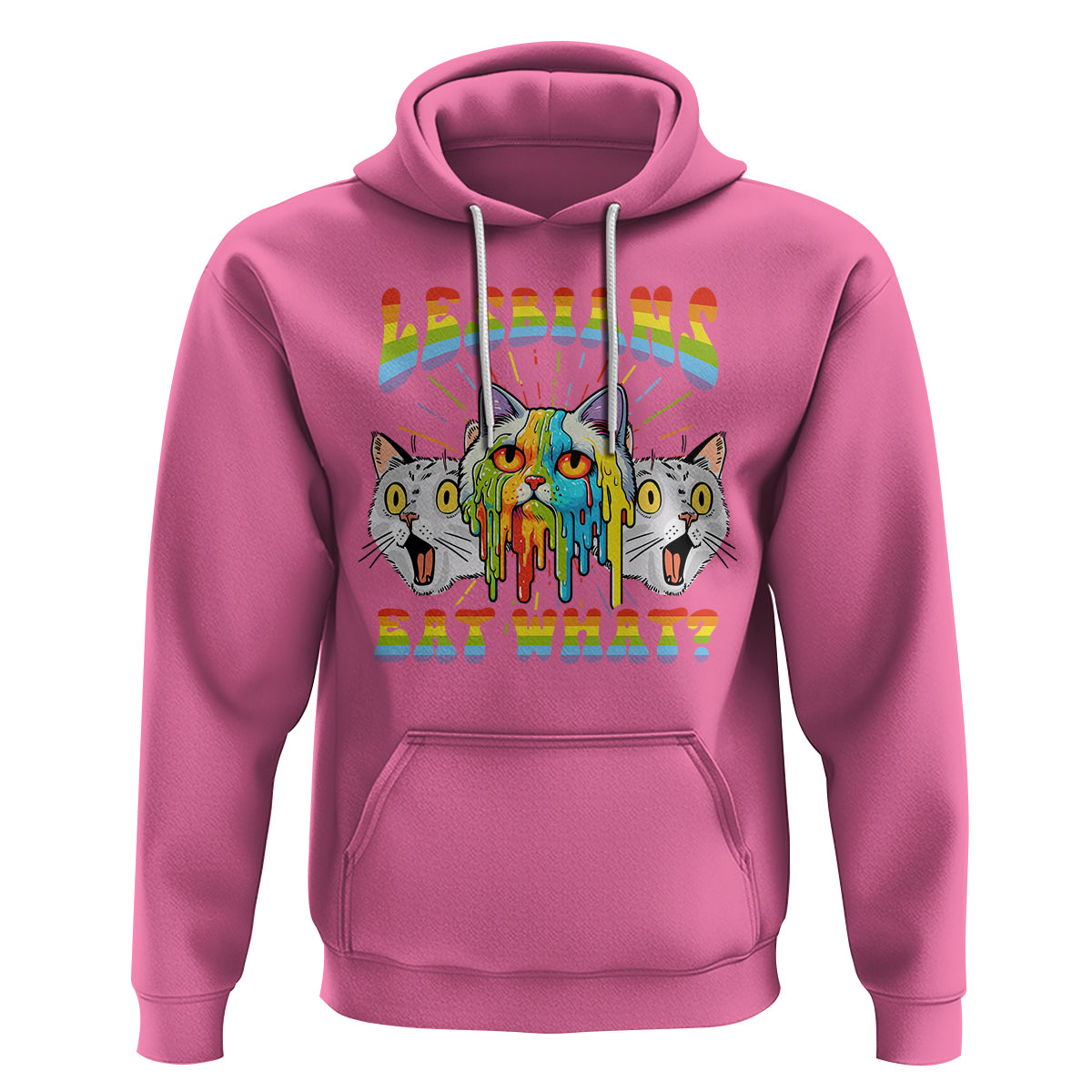 Lesbians Eat What? Funny Scared Cat LGBT Pride Hoodie - Wonder Print Shop