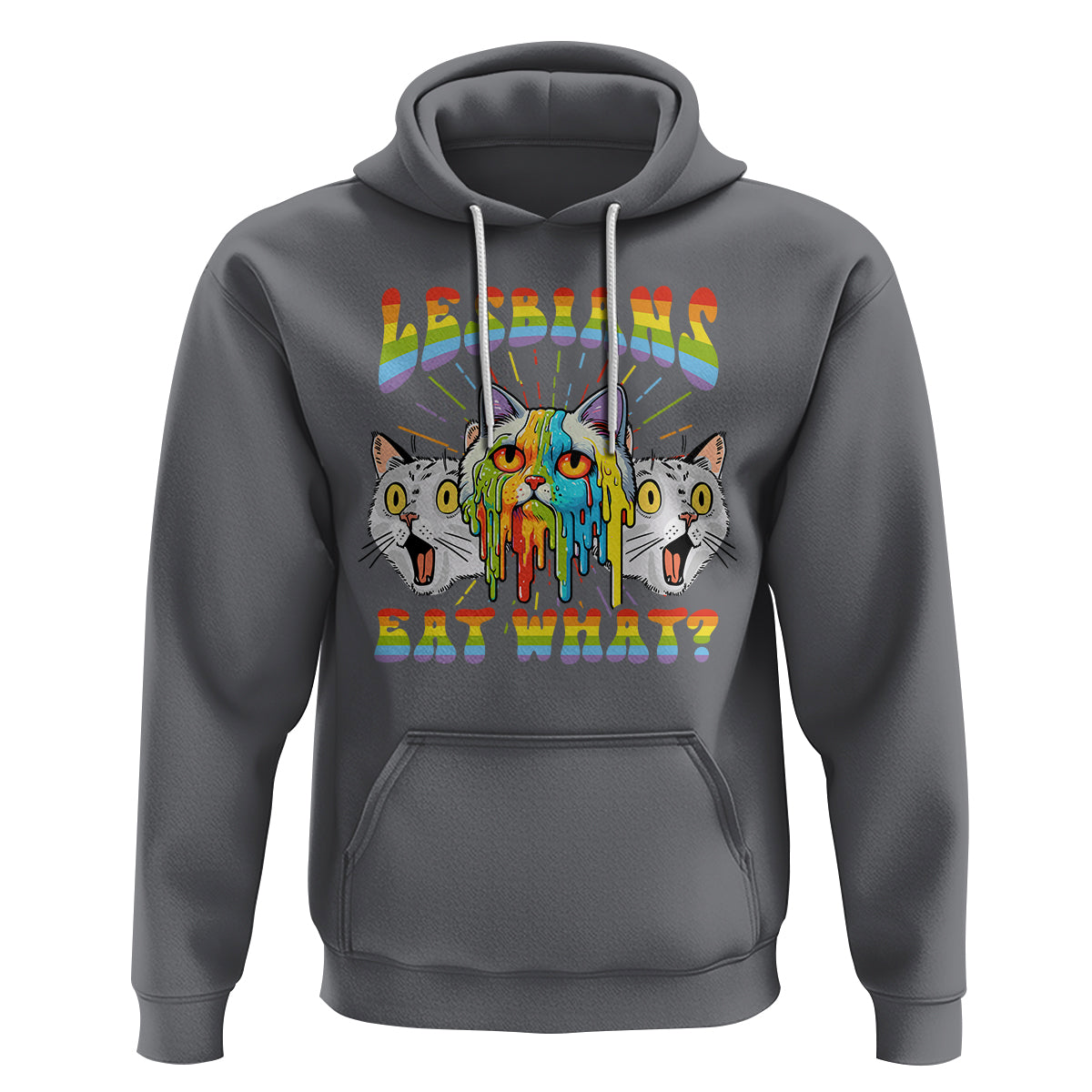 Lesbians Eat What? Funny Scared Cat LGBT Pride Hoodie - Wonder Print Shop