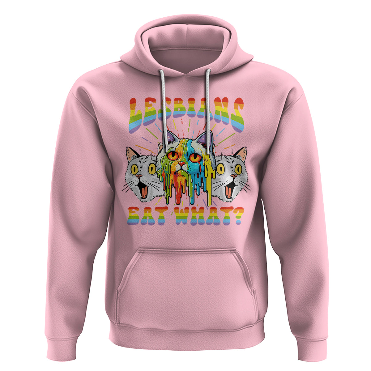 Lesbians Eat What? Funny Scared Cat LGBT Pride Hoodie - Wonder Print Shop