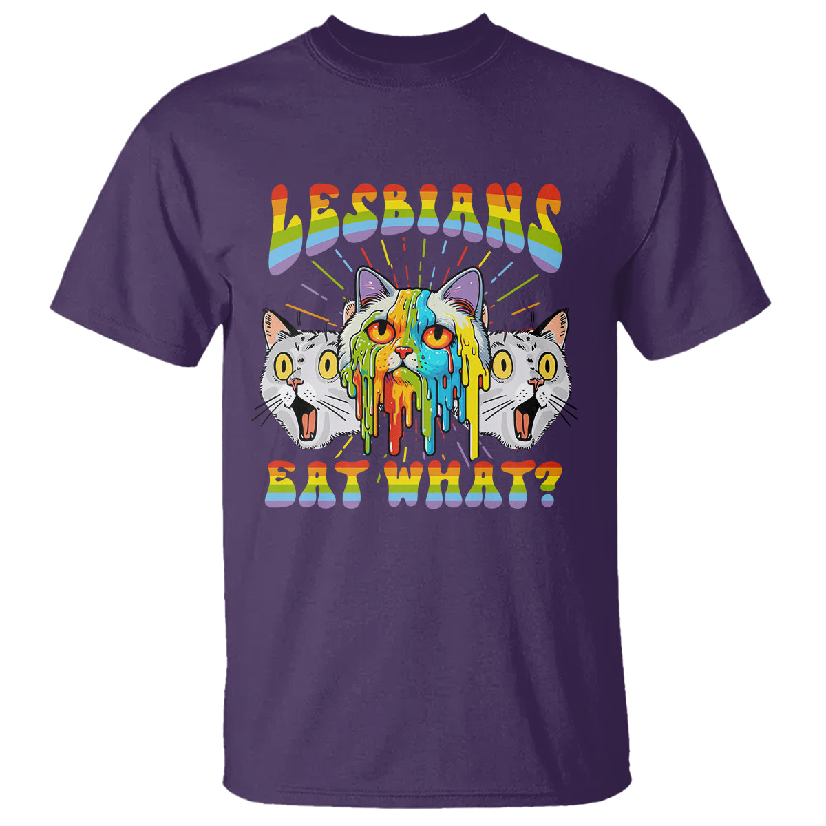 Lesbians Eat What? Funny Scared Cat LGBT Pride T Shirt - Wonder Print Shop