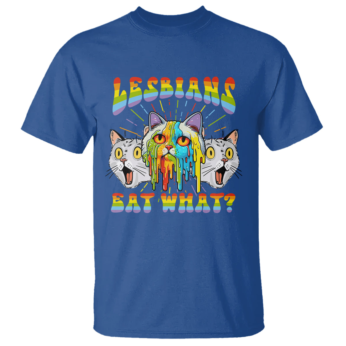 Lesbians Eat What? Funny Scared Cat LGBT Pride T Shirt - Wonder Print Shop