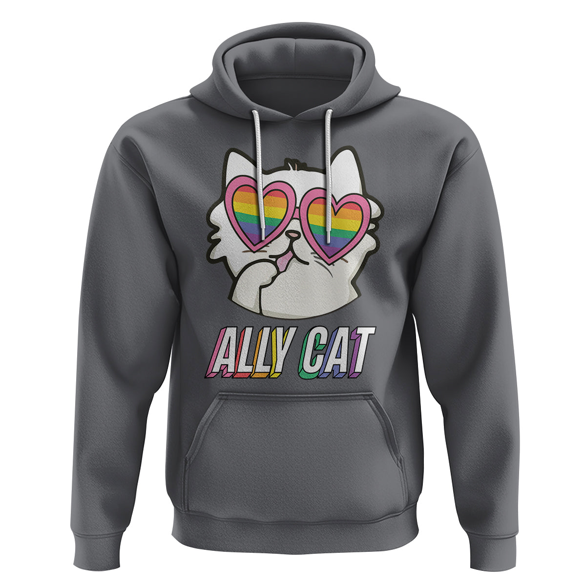 LGBTQ Ally Pride Rainbow Cat Lover Hoodie - Wonder Print Shop