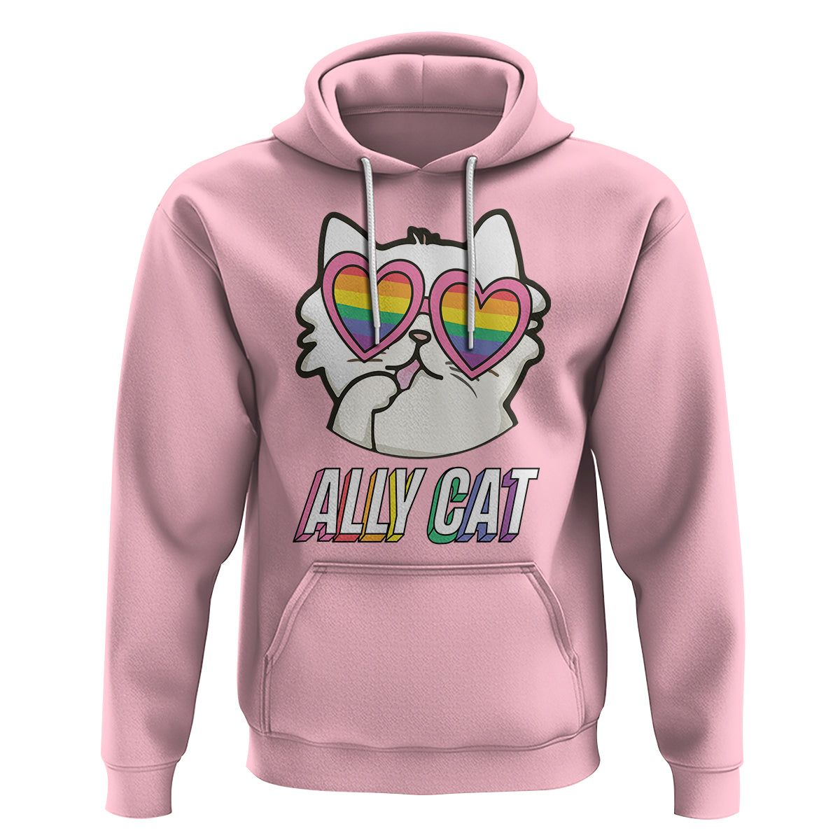 LGBTQ Ally Pride Rainbow Cat Lover Hoodie - Wonder Print Shop