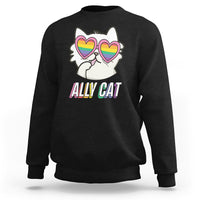 LGBTQ Ally Pride Rainbow Cat Lover Sweatshirt - Wonder Print Shop