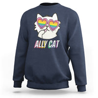 LGBTQ Ally Pride Rainbow Cat Lover Sweatshirt - Wonder Print Shop